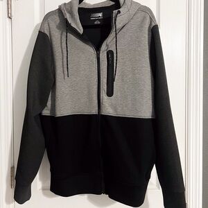 American Eagle Outfitters Gray and Black Zip-Up Sweater